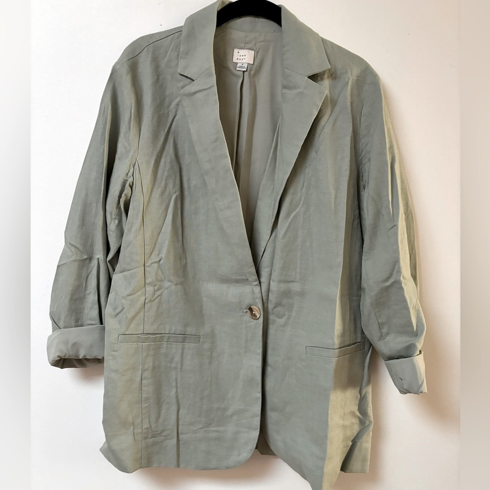Sage green linen blazer